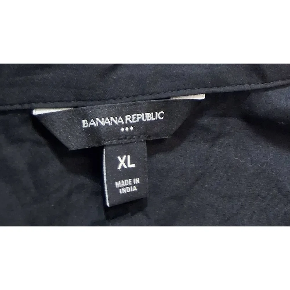 Banana Republic womens xl balloon sleeve shirt black blouse cotton lightweight - Picture 6 of 9